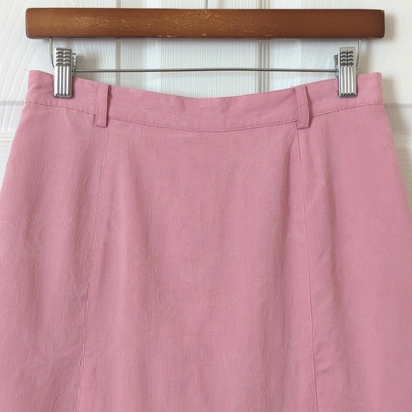 Bobby Chan 90's Vintage Leafy Jacquard Knit Silk High Waisted Mini Skort Pink 8 - Picture 2 of 12